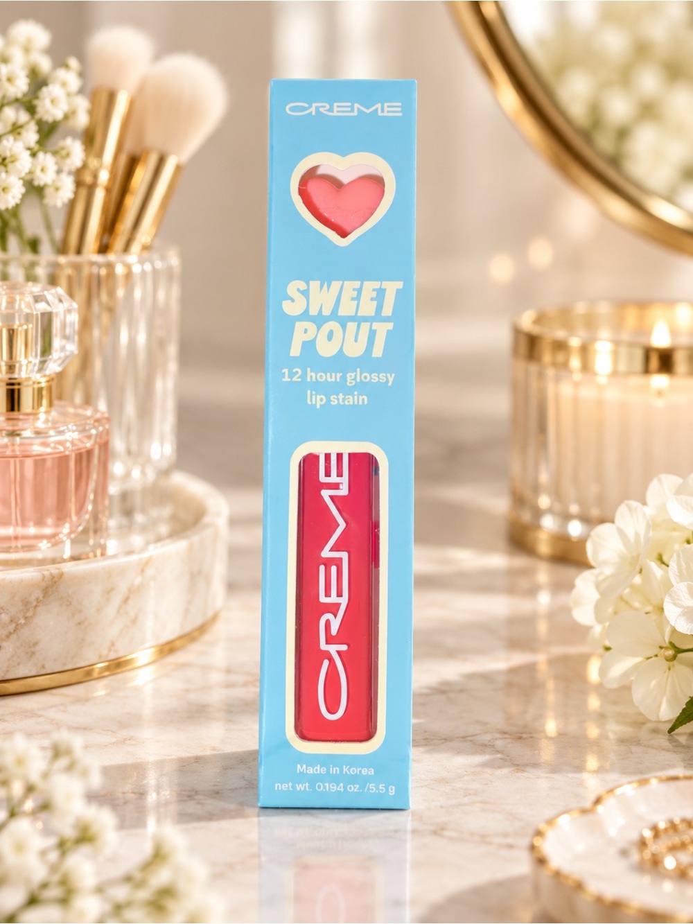 The Crème Shop Sweet Pout Glossy Lip Stain Talk Flirty 12 Hour K-Beauty